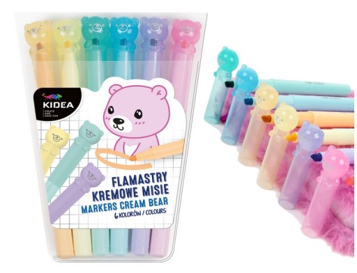 Krémové fixky Kidea, 6 farieb, medvedíky