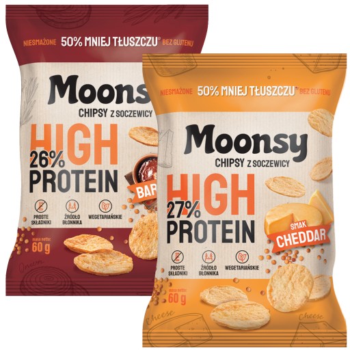 Moonsy Barbecue & Cheddar šošovicové lupienky 60 g x 2 kusy