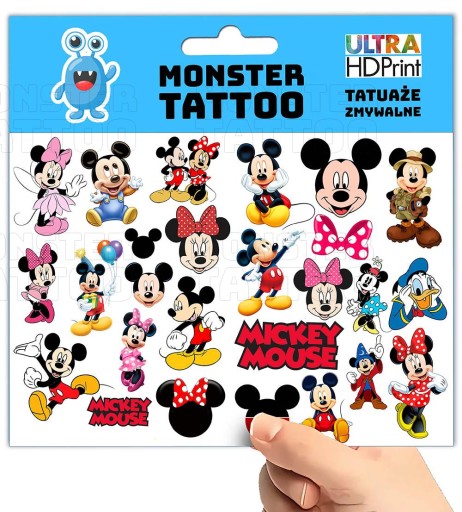 UMÝVAJÚCE DOČASNÉ TETOVANIE PRE DETI MICKEY MOUSE ORIGINÁLNE DIZAJNY