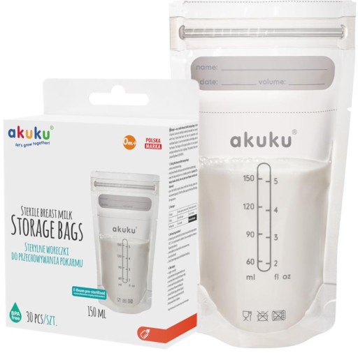 Akuku vrecká na skladovanie potravín sterilné 150ml 30ks 0011