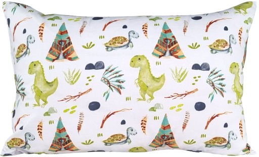 Dinosaurs dino korytnačka dinosaurus obliečka na vankúš 50x60 bavlna pre deti biela