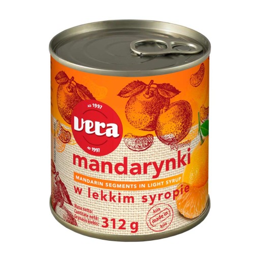 Mandarínkové segmenty v sirupe 312g - Vera