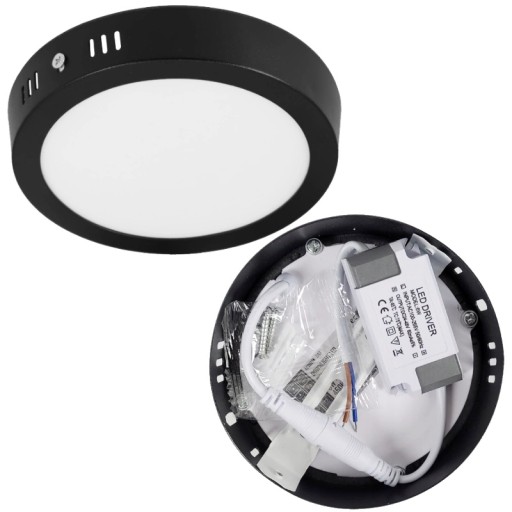 LED panel + napájací zdroj Čierne okrúhle stropné svietidlo 6W 4000K 11cm