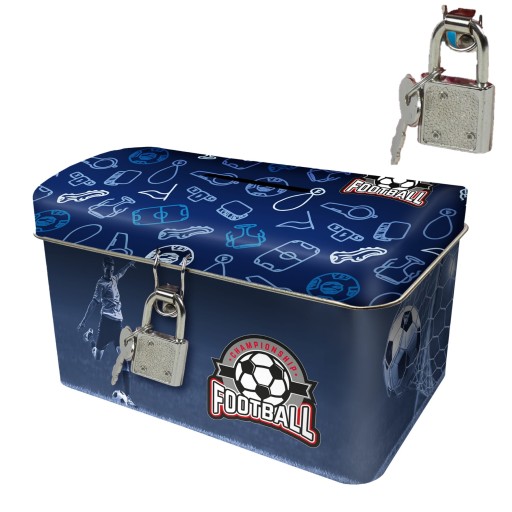 Futbalové prasiatko s visiacim zámkom Futbalová skrinka pre chlapcov