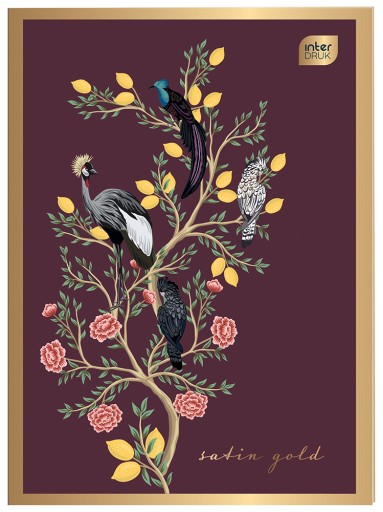 Zápisník A4/60 Mriežka 70g Birds Satin Gold Interprint