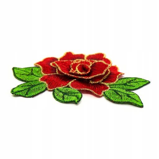 Nášivka 3D FLOWER RED ruže so zlatým lemom