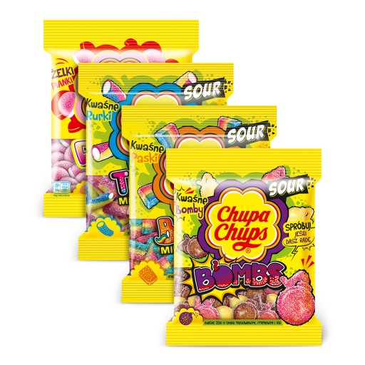 Chupa Chups želé trubičky, pinky, kyslé bomby, opasky na Deň detí