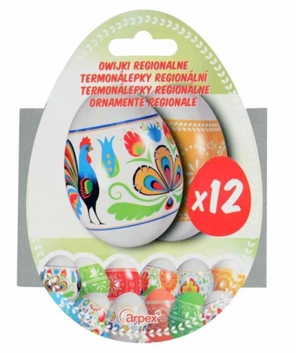 ZMRŠŤOVACIE OBÁLKY NA VEĽKONOČNÉ Vajíčka, 12 KS, REGIONÁLNE ĽUDOVÉ VZORY
