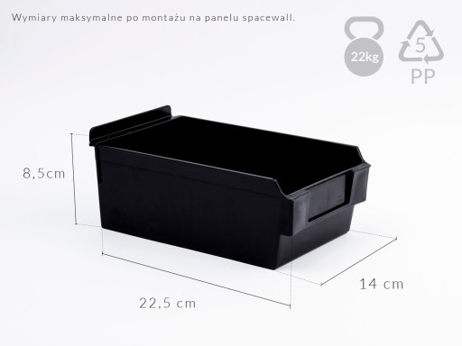BOX kontajner na Slatwall 14x22x8cm čierny