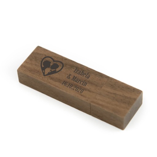 Drevený prívesok Tmavé drevo - Orech 2 GB USB 2.0 + SVADOBNÉ GRAVÍROVANIE