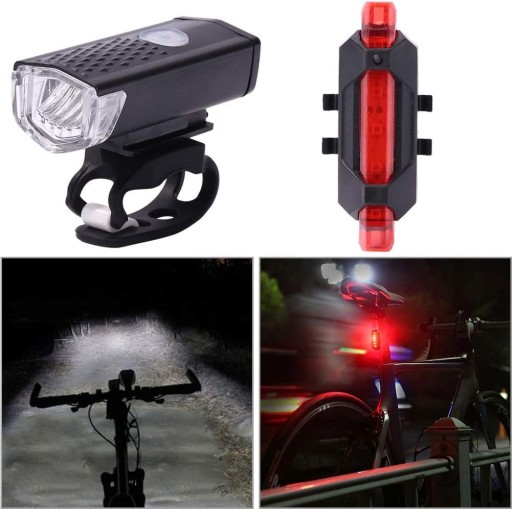 Sada predných a zadných bicyklových svetiel USB