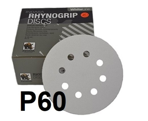 INDASA Rhynogrip Biely brúsny kotúč 125/8H P60