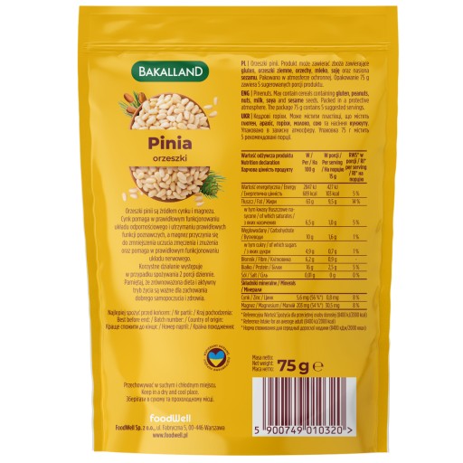 BAKALLAND Pinia celé píniové oriešky 75 g