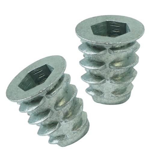 Oceľová nábytková vložka 100x M6 x 13 mm skrutkovaná do dreva, typ DC