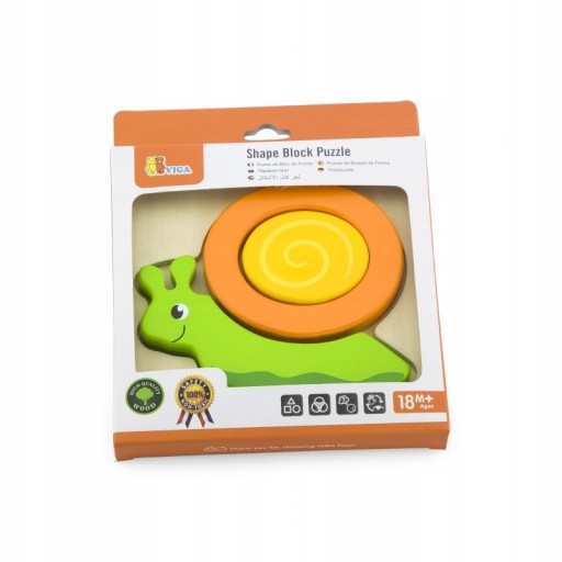 Prvé drevené puzzle bábätka - slimák Viga