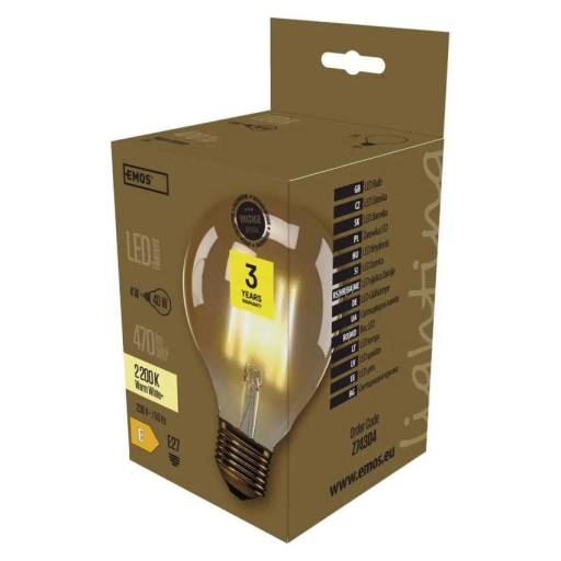 LED ŽIAROVKA EMOS Z74304 VINTAGE G95 E27 4W (40W) 470lm TEPLÁ BIELA