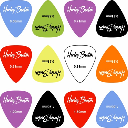 Gitarové trsátka Harley Benton 0,58-1,5mm MIX Sada 12 ks