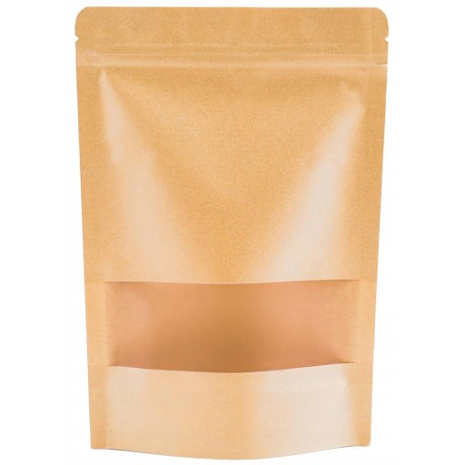 Doypack papierová taška 14x9cm 100ml Kraft Small Window Set 50ks.