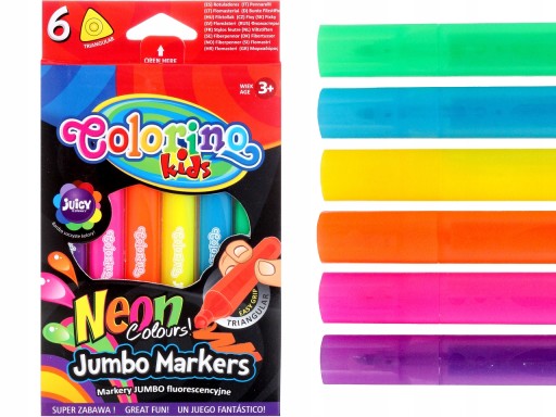 Colorino Trojuholníkové fixky Jumbo Neon 6 farieb 38881