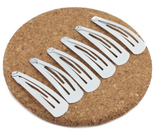 sponky do vlasov, BIELE KLASICKÉ RUŽOVÉ, 5 cm, 6 kusov, SET