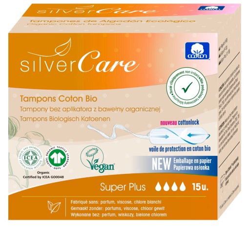 Ekologické tampóny SilverCare Super Plus (bez aplikácie