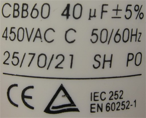 GTooL CAPACITOR KD6 CBB60 40µF 450VAC C 50/60Hz