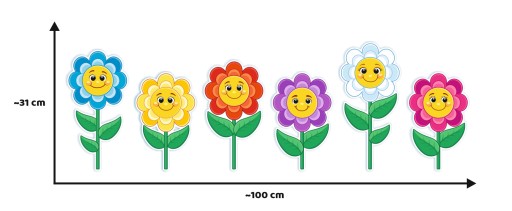 Jarná dekorácia do okien SMILY FLOWERS (obojstranná, 6 ks)
