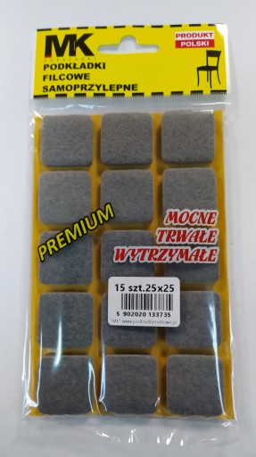 Šedé štvorcové plstené podložky 25x25mm
