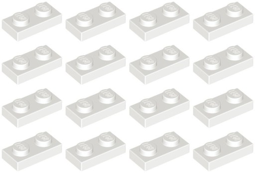 LEGO PLATE 3023 1x2 biela NOVINKA (6g) 16 ks.