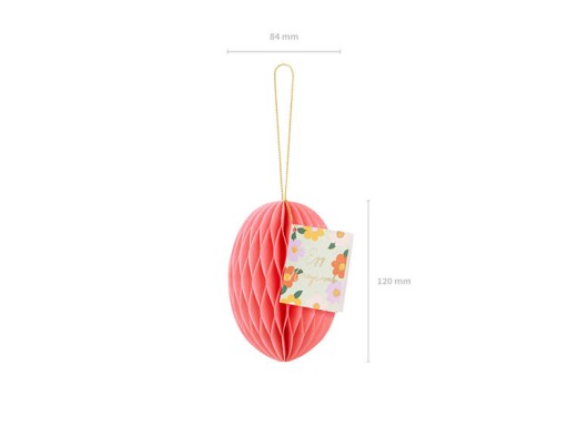 Dekorácia z medovníkového papiera Vajíčko, ružové, 12 cm