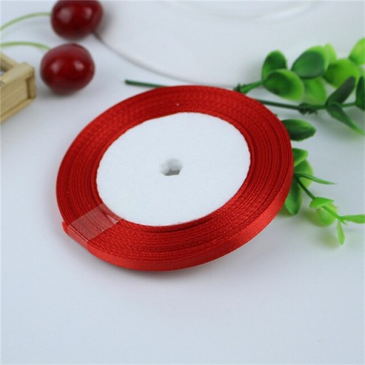 Saténová stuha, červená stuha, ROLKA 25m x 0,6cm