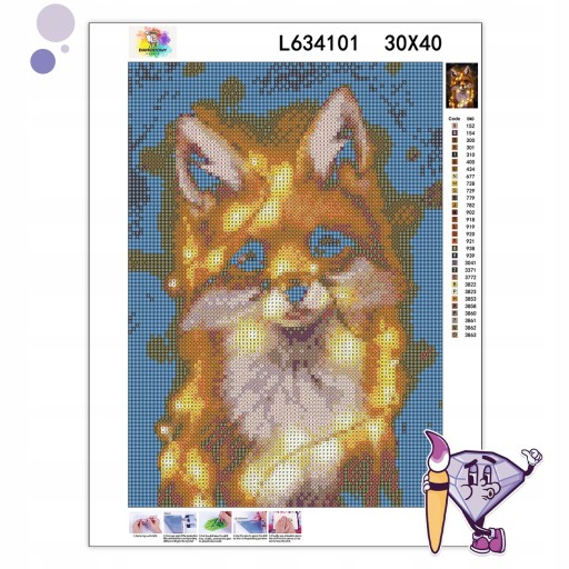 DIAMANTOVÁ VÝŠIVKA Diamantová maľba Diamantová mozaika pre deti Sada Fox