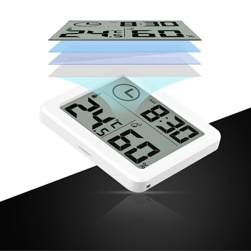 IZBOVÝ TEPLOMER Vlhkomer s digitálnymi hodinami a meraním vlhkosti