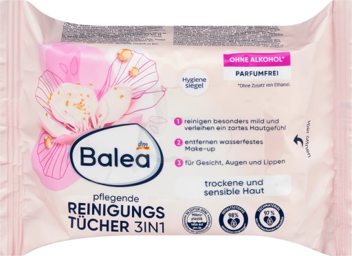 Balea Čistiace odličovacie obrúsky 3v1 25 kusov na suchú pleť