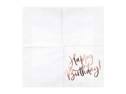 HAPPY BIRTHDAY ROSE GOLD papierové obrúsky