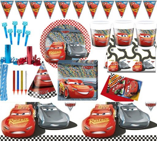 CARS papierové taniere Cars Zygzak 1-9 narodeninové vozidlá PARTY 8 ks