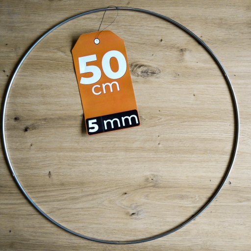 STRIEBORNÝ Kovový kruh makramé 50cm 5mm HRUBÝ DRÔT