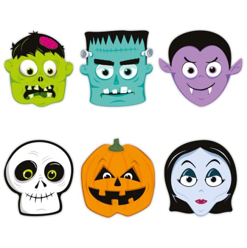 HALLOWEENSKÉ MONSTERS PAPIEROVÉ MASKY 24X23 CM 6KS.
