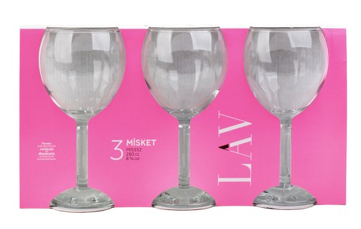 Sada 3 pohárov na víno nápoje vodné šťavy MISS552 260ml LAV