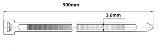 Sťahovacie pásky, čierne, 3,6 X 300 / 100 ks
