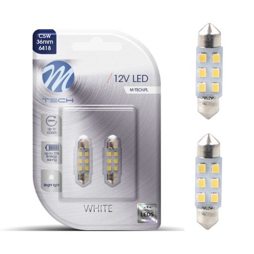 LED C5W 36mm M-Tech 6xSMD2835 studená biela