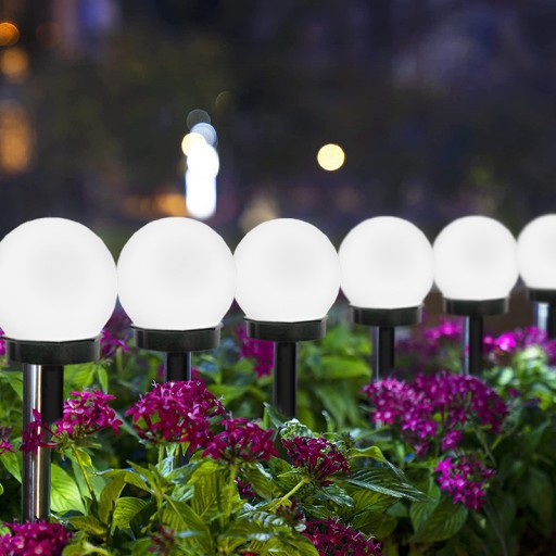 SOLAR LED Záhradná lampa, BIELA GUĽA, 15 cm