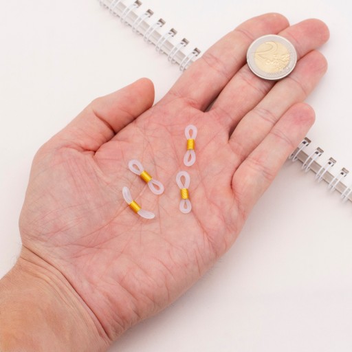 Držiaky na okuliare, Gumové pánty, Oceľové kovanie, Zlaté, 20x5mm, 10ks