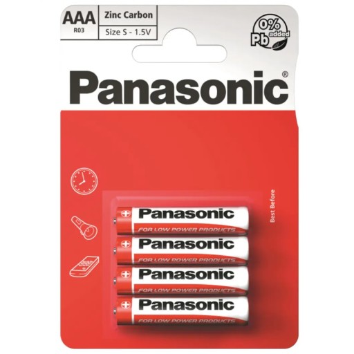 BATÉRIE PANASONIC AAA LR03 R3 4 KS. ZINOK-UHLÍK