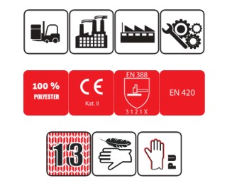 Polyamidové rukavice veľ 10 Rukavice Poly B S-47379 STALCO