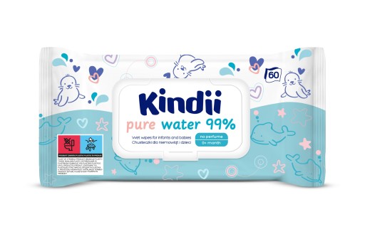 KINDII ČISTÁ VODA 99% Vodné obrúsky 60 ks