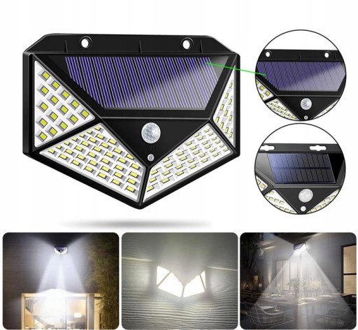 Solárne halogénové 100 LED diód s pohybovým senzorom, silné solárne nástenné svietidlo