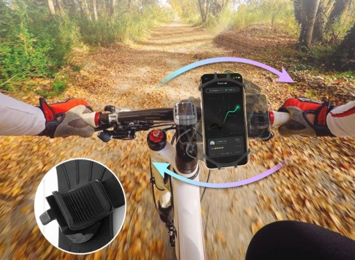SILNÝ GUMOVÝ DRŽIAK NA BICYKEL PRE SMARTFÓN OTOČNÝ MOTOR O 360°