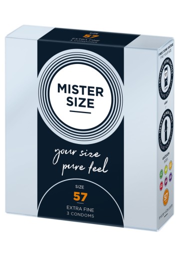 3 hladké kondómy Mister Size - Veľkosť 57 mm