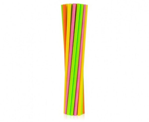 Rúrky (slamky) z papiera. Fluor mix, 6x197mm / 250 ks